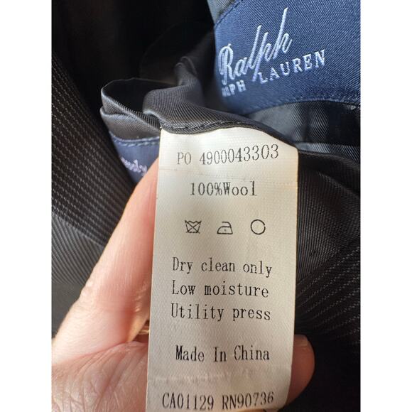 Ralph Ralph Lauren Men’s 44L Wool Blazer Sport Coat Black Micro Stripe Jacket - Picture 7 of 9